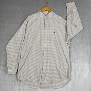 Ralph Lauren Button Down Shirt Mens‎ XL 17 34/35 Yarmouth 100% Cotton Grid Print